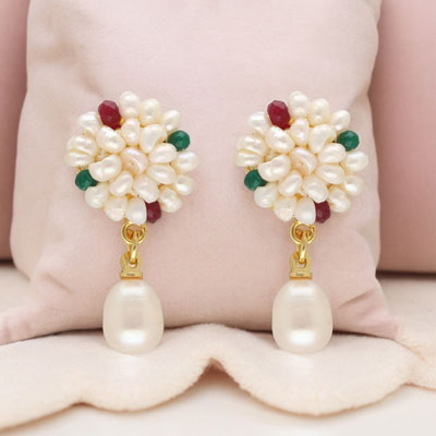 "Graceful Drop Pearl Earrings - JPDEC-15-42 - Click here to View more details about this Product